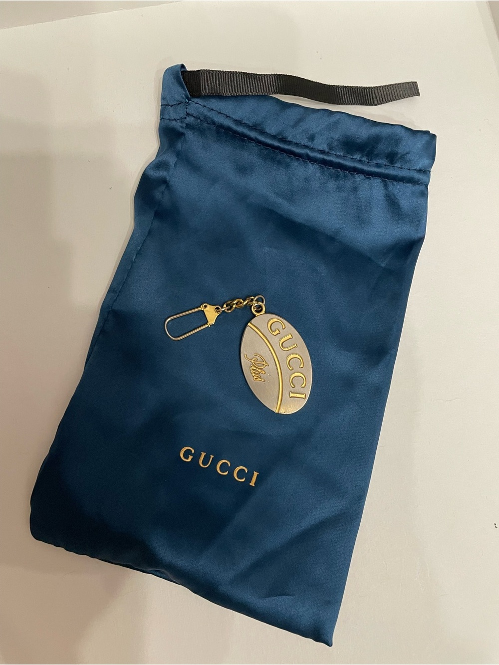 Gucci Plus Oval Keychain Charm Gold & Silver authentic GUC